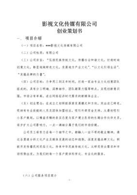 影视公司策划书起草指南